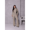Conjunto de frio 2 peças feminino ,blusa gola alta e ponta assimétrica com calça flare tecido malha rib grosso