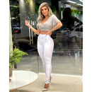 Calça Legging Feminina Luxo Montaria Modeladora Cintura Alta com Botão